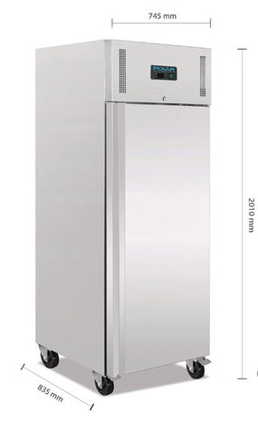 1 deurs koelkast RVS 650 ltr
